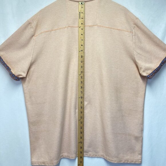 Tommy Bahama Island Zone Polo Shirt Mens XXL Salmon Patterned Collar & Cuffs - Picture 6 of 12